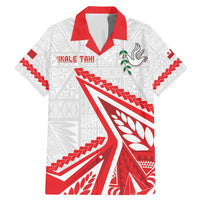 Custom Tonga Rugby 2024 Pacific Family Matching Mermaid Dress and Hawaiian Shirt Go Ikale Tahi LT05 Dad's Shirt - Short Sleeve White - Polynesian Pride