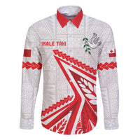 Custom Tonga Rugby 2024 Pacific Family Matching Mermaid Dress and Hawaiian Shirt Go Ikale Tahi LT05 Dad's Shirt - Long Sleeve White - Polynesian Pride
