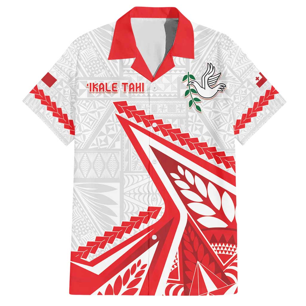 Custom Tonga Rugby 2024 Pacific Family Matching Short Sleeve Bodycon Dress and Hawaiian Shirt Go Ikale Tahi LT05 Dad's Shirt - Short Sleeve White - Polynesian Pride