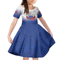 Custom Samoa Rugby 2024 Pacific Family Matching Tank Maxi Dress and Hawaiian Shirt Go Manu Samoa LT05 Daughter's Dress Blue - Polynesian Pride