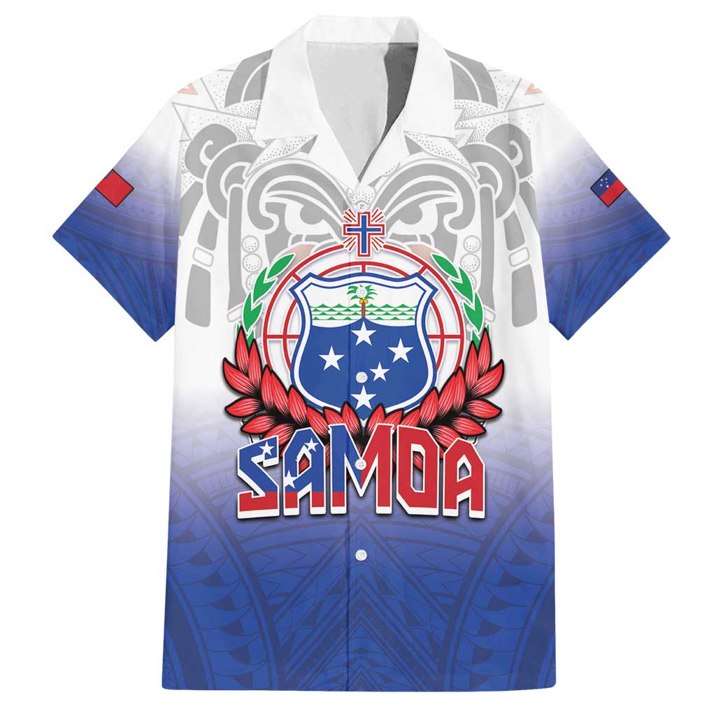 Custom Samoa Rugby 2024 Pacific Family Matching Tank Maxi Dress and Hawaiian Shirt Go Manu Samoa LT05 Dad's Shirt - Short Sleeve Blue - Polynesian Pride
