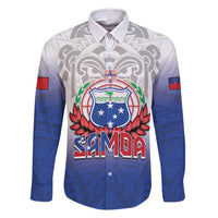 Custom Samoa Rugby 2024 Pacific Family Matching Tank Maxi Dress and Hawaiian Shirt Go Manu Samoa LT05 Dad's Shirt - Long Sleeve Blue - Polynesian Pride