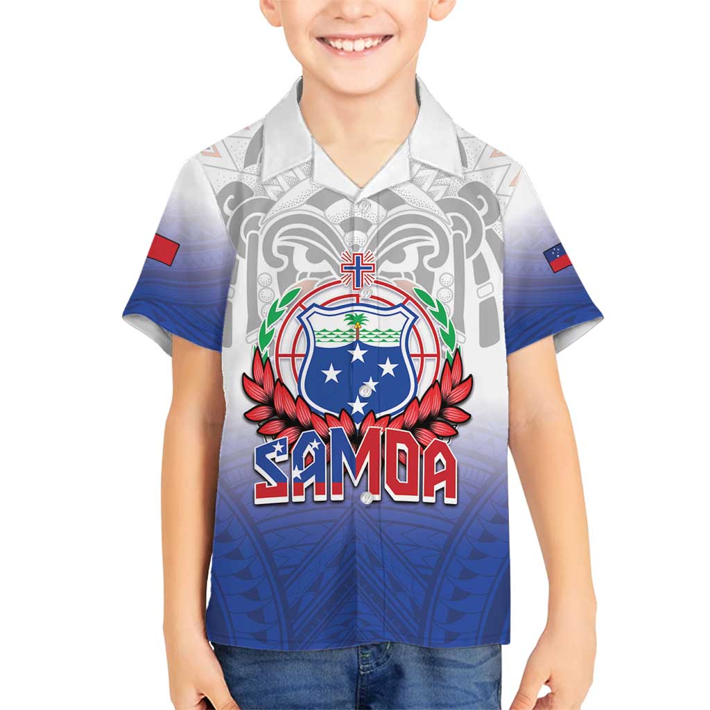 Custom Samoa Rugby 2024 Pacific Family Matching Tank Maxi Dress and Hawaiian Shirt Go Manu Samoa LT05 Son's Shirt Blue - Polynesian Pride