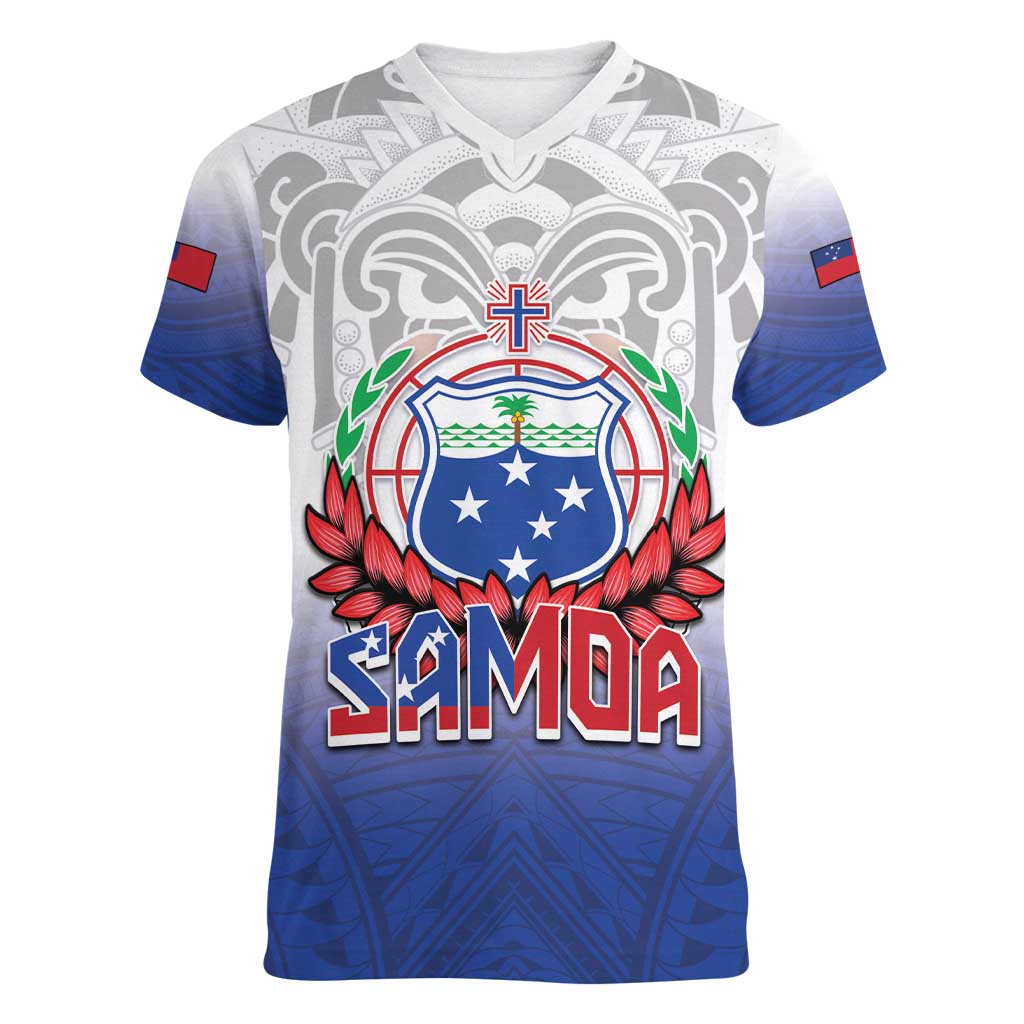 Custom Samoa Rugby 2024 Pacific Women V-Neck T-Shirt Go Manu Samoa