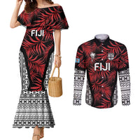 Custom Flying Fijians Rugby 2024 Pacific Couples Matching Mermaid Dress and Long Sleeve Button Shirt Go Fiji LT05 Black - Polynesian Pride
