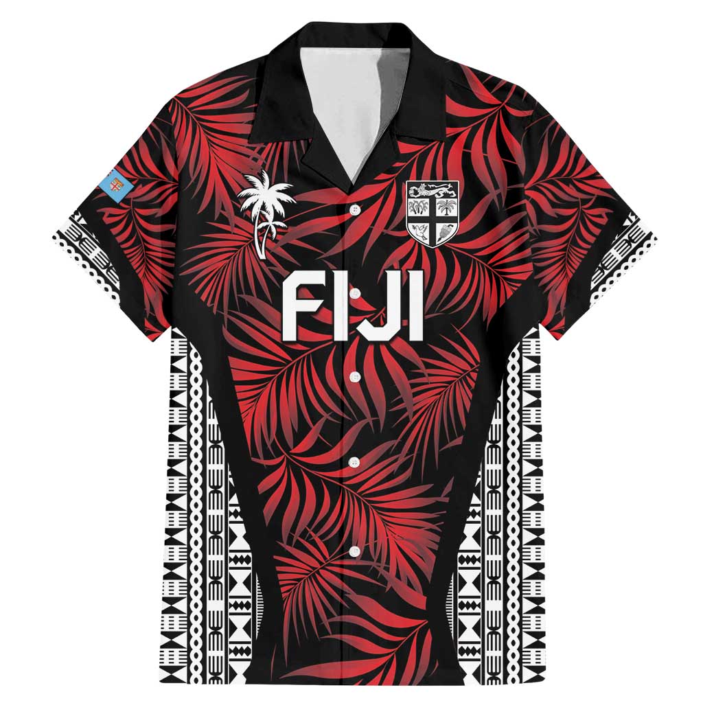 Custom Flying Fijians Rugby 2024 Pacific Family Matching Mermaid Dress and Hawaiian Shirt Go Fiji LT05 Dad's Shirt - Short Sleeve Black - Polynesian Pride