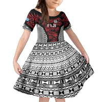 Custom Flying Fijians Rugby 2024 Pacific Family Matching Puletasi and Hawaiian Shirt Go Fiji LT05 Daughter's Dress Black - Polynesian Pride