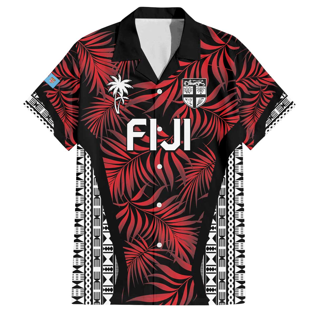 Custom Flying Fijians Rugby 2024 Pacific Family Matching Puletasi and Hawaiian Shirt Go Fiji LT05 Dad's Shirt - Short Sleeve Black - Polynesian Pride