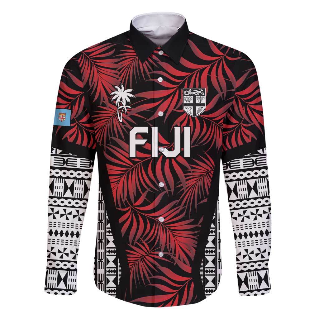 Custom Flying Fijians Rugby 2024 Pacific Family Matching Short Sleeve Bodycon Dress and Hawaiian Shirt Go Fiji LT05 Dad's Shirt - Long Sleeve Black - Polynesian Pride
