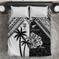 New Zealand And Fiji Rugby 2024 Bedding Set Maori Kiwi With Fijian Palm Tree LT05 Black - Polynesian Pride