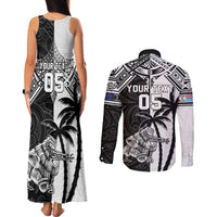 Custom New Zealand And Fiji Rugby 2024 Couples Matching Tank Maxi Dress and Long Sleeve Button Shirt Maori Kiwi With Fijian Palm Tree LT05 - Polynesian Pride