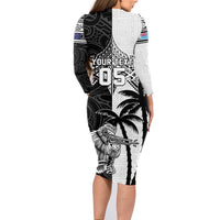 Custom New Zealand And Fiji Rugby 2024 Family Matching Long Sleeve Bodycon Dress and Hawaiian Shirt Maori Kiwi With Fijian Palm Tree LT05 - Polynesian Pride