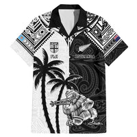Custom New Zealand And Fiji Rugby 2024 Family Matching Mermaid Dress and Hawaiian Shirt Maori Kiwi With Fijian Palm Tree LT05 Dad's Shirt - Short Sleeve Black - Polynesian Pride