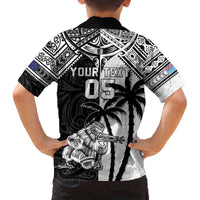Custom New Zealand And Fiji Rugby 2024 Family Matching Puletasi and Hawaiian Shirt Maori Kiwi With Fijian Palm Tree LT05 - Polynesian Pride