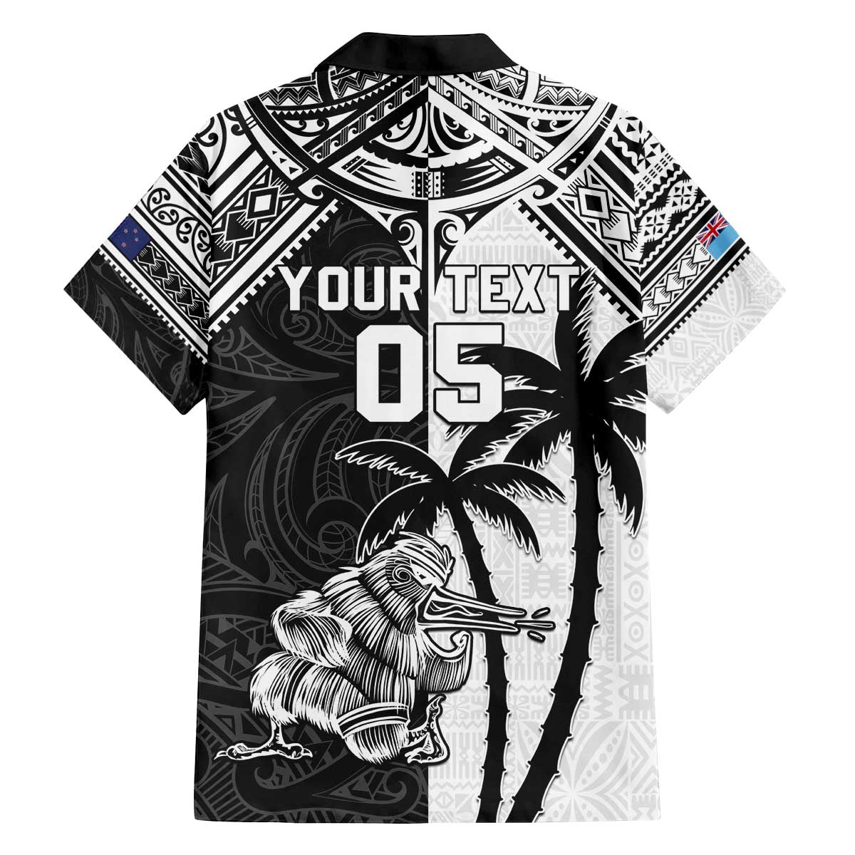 Custom New Zealand And Fiji Rugby 2024 Family Matching Puletasi and Hawaiian Shirt Maori Kiwi With Fijian Palm Tree LT05 - Polynesian Pride