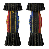 Personalised Philippines Filipinos Couples Matching Mermaid Dress and Long Sleeve Button Shirt Igorot Tribal Inspiration Pattern Style