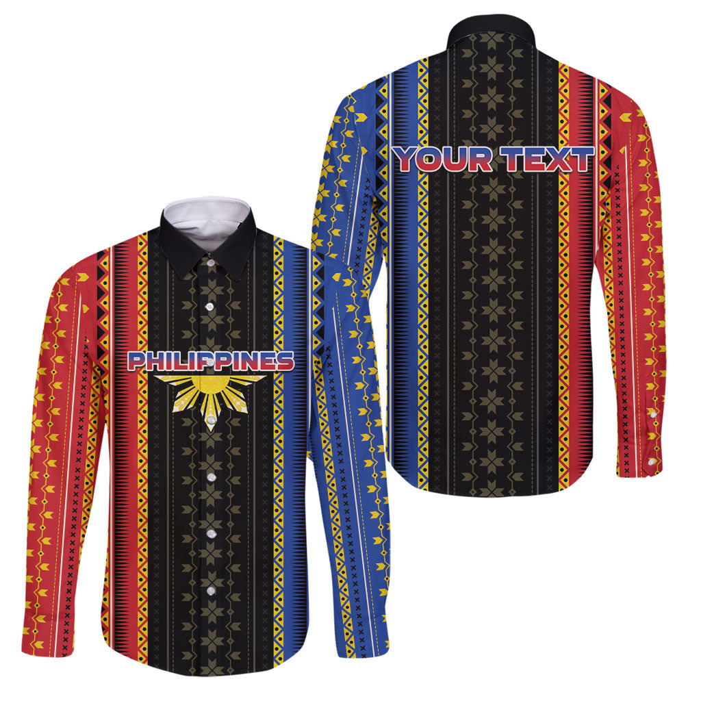 Personalised Philippines Filipinos Family Matching Off The Shoulder Long Sleeve Dress and Hawaiian Shirt Igorot Tribal Inspiration Pattern Style