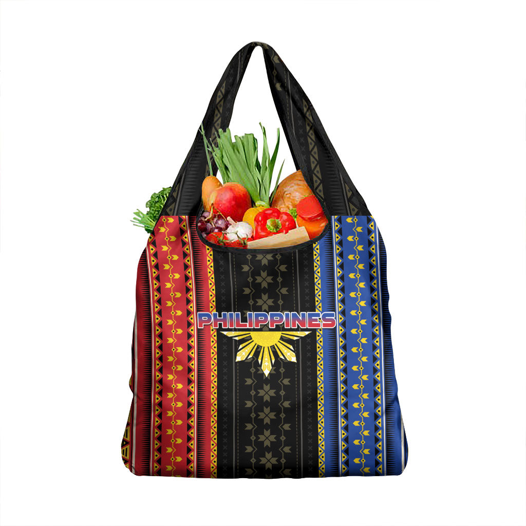 Philippines Filipinos Grocery Bag Igorot Tribal Inspiration Pattern Style LT05 1-pack One Size Black - Polynesian Pride