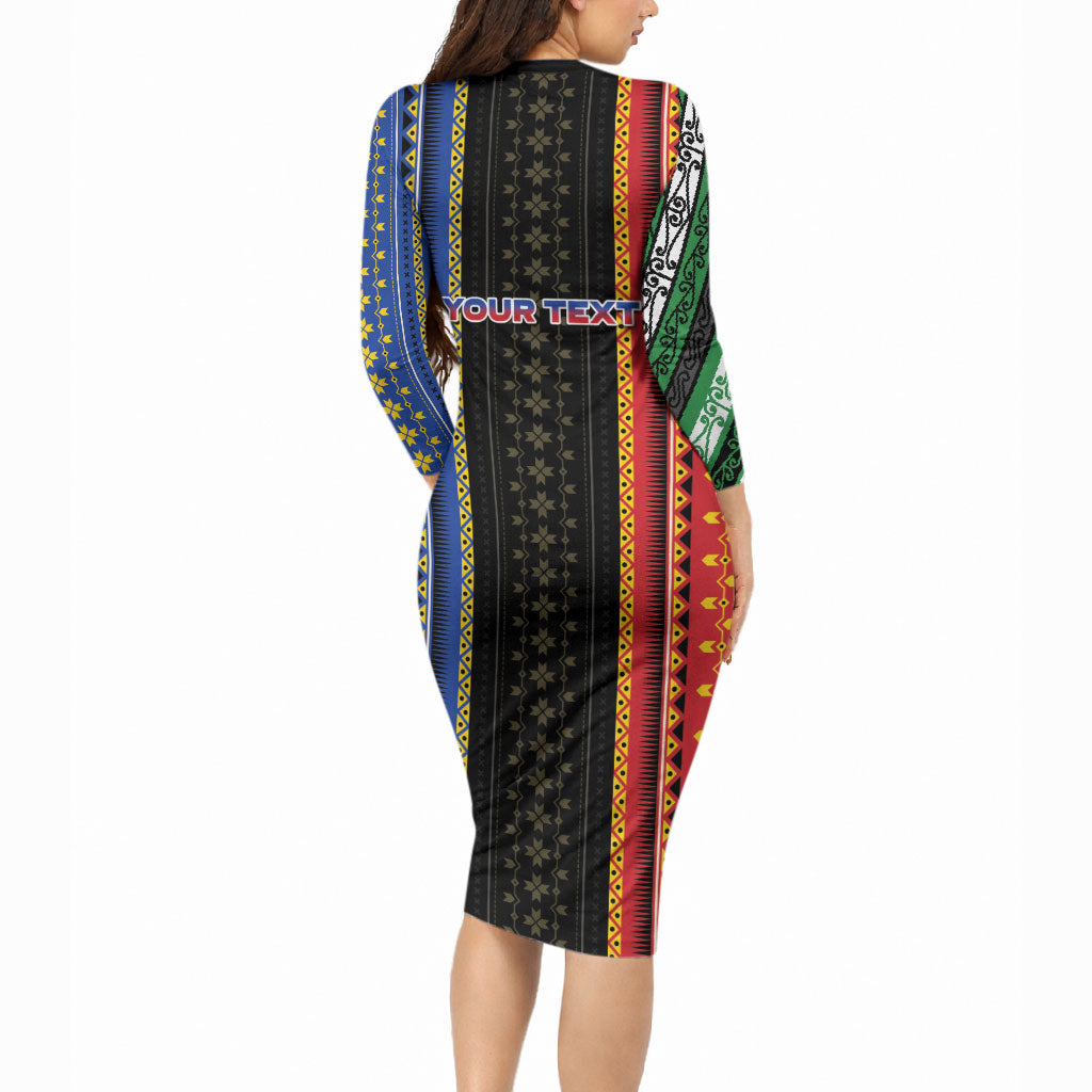 Personalised Philippines Filipinos Long Sleeve Bodycon Dress Igorot Tribal Inspiration Pattern Style