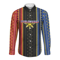 Personalised Philippines Filipinos Long Sleeve Button Shirt Igorot Tribal Inspiration Pattern Style