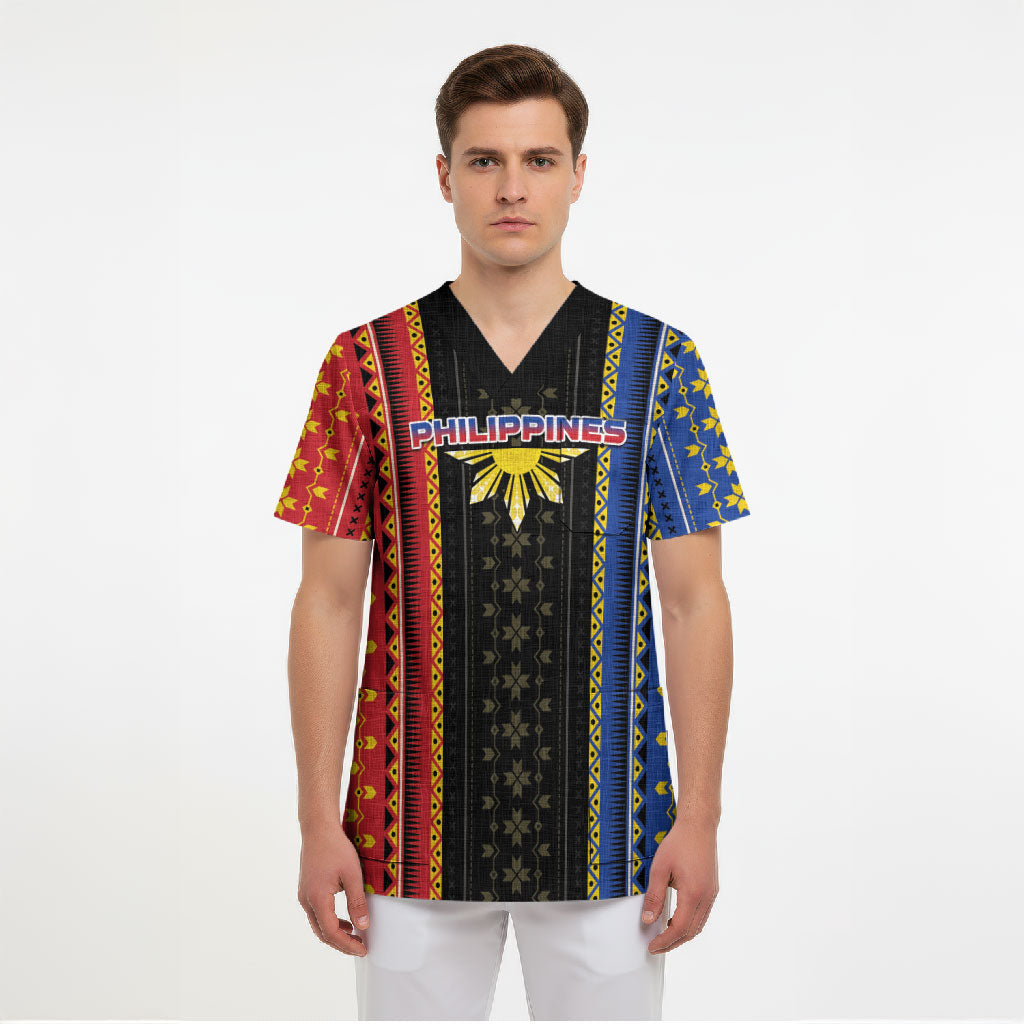 Personalised Philippines Filipinos Scrub Top Igorot Tribal Inspiration Pattern Style