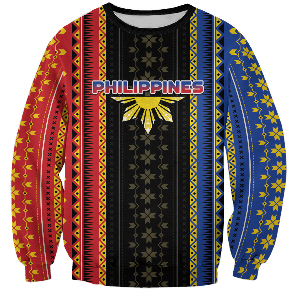 Personalised Philippines Filipinos Sweatshirt Igorot Tribal Inspiration Pattern Style LT05 Unisex Black - Polynesian Pride