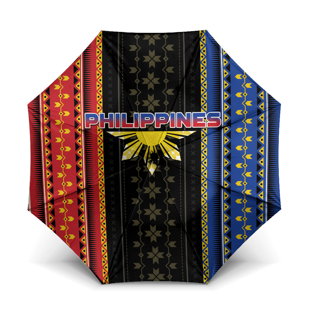 Philippines Filipinos Umbrella Igorot Tribal Inspiration Pattern Style LT05 One Size Folded 11.42 inch Opened Diameter 37.4 inch Black - Polynesian Pride
