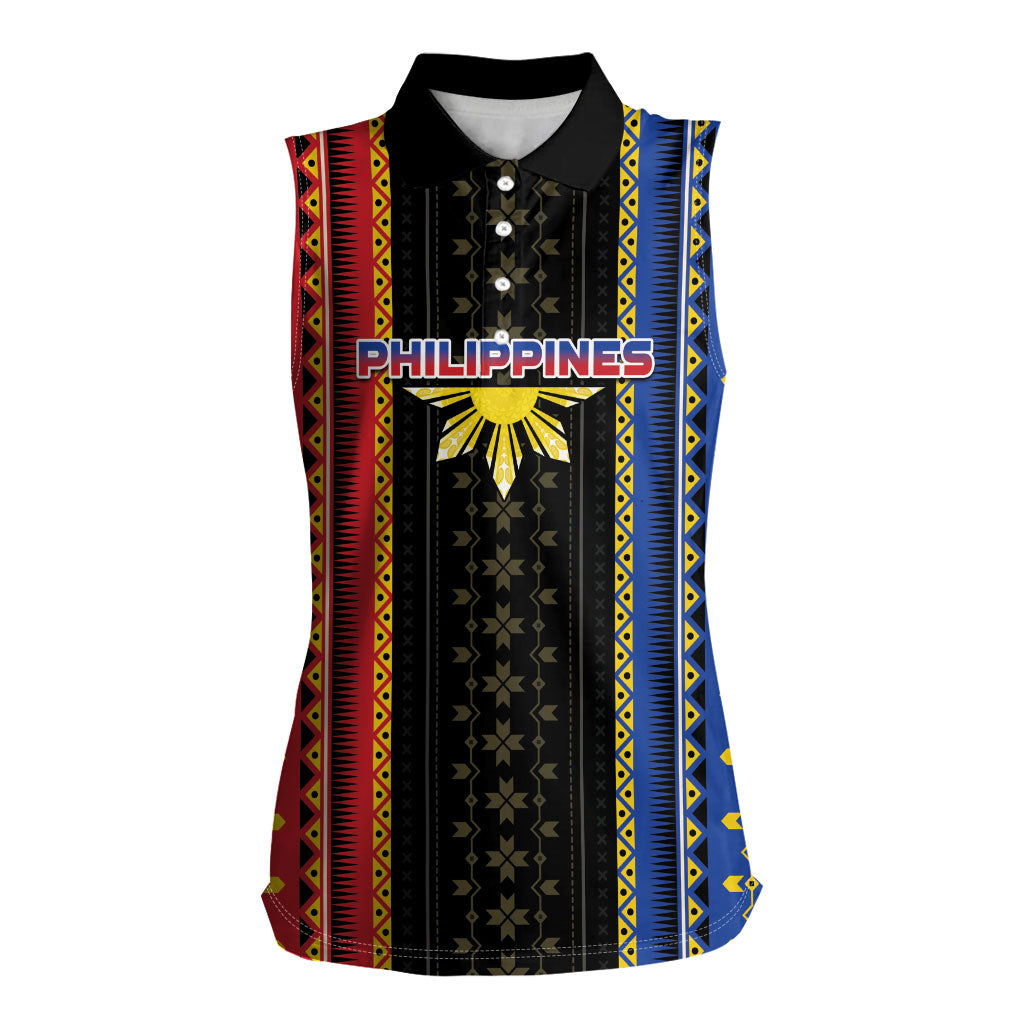 Personalised Philippines Filipinos Women Sleeveless Polo Shirt Igorot Tribal Inspiration Pattern Style