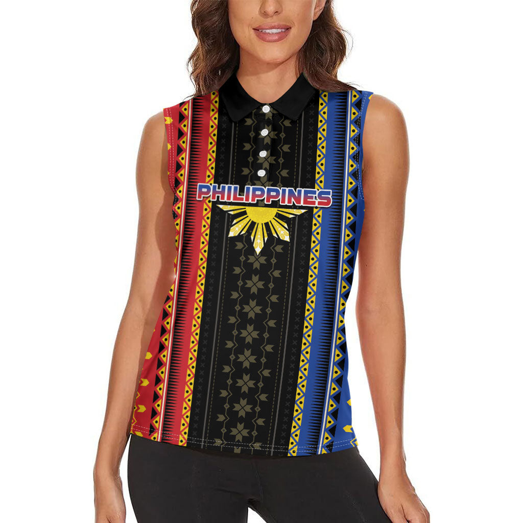 Personalised Philippines Filipinos Women Sleeveless Polo Shirt Igorot Tribal Inspiration Pattern Style