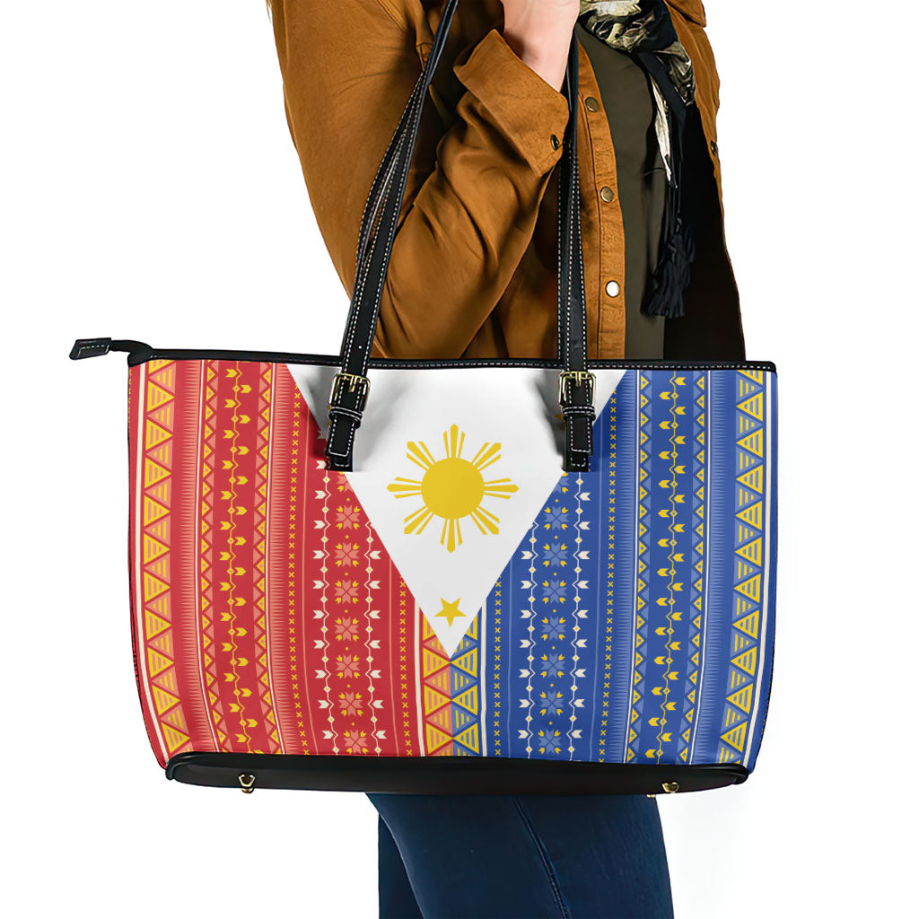 Philippines Sun Leather Tote Bag Igorot Tribal Inspiration