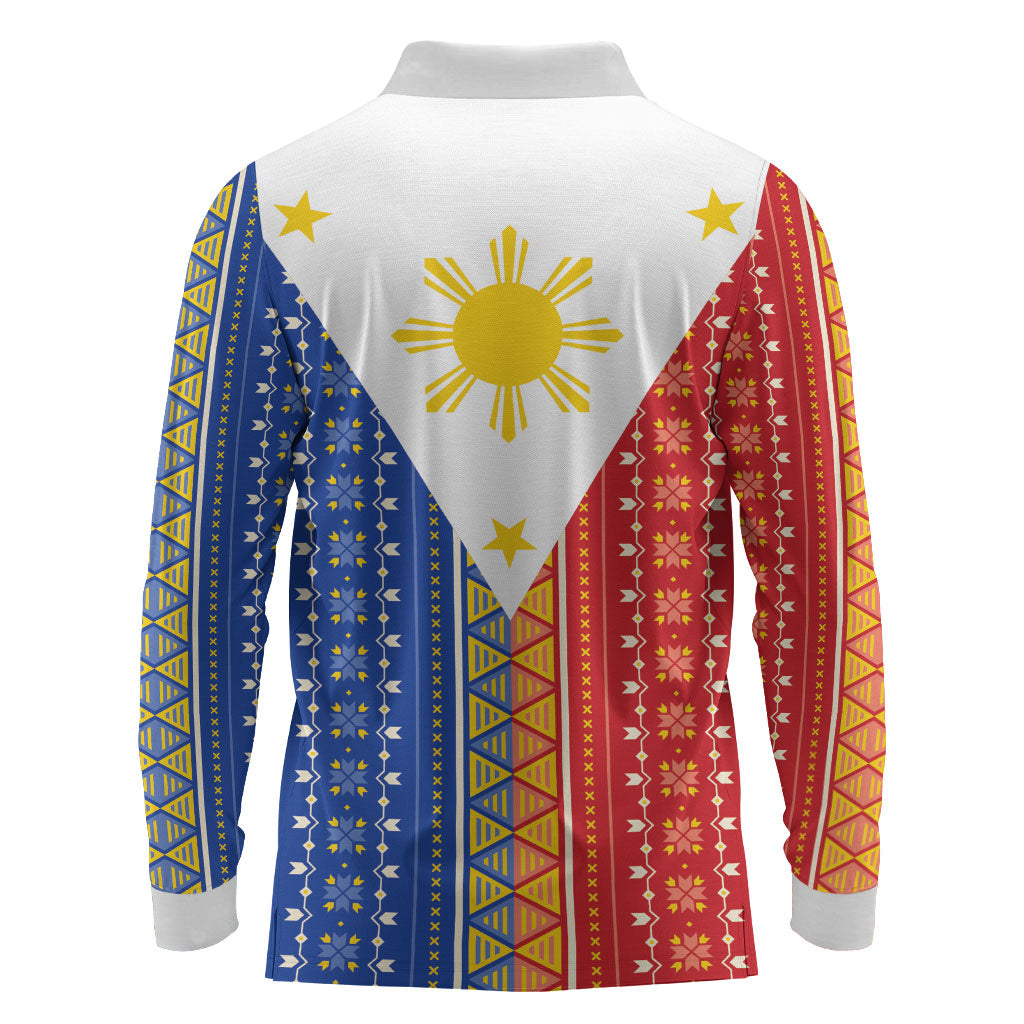 Philippines Sun Long Sleeve Polo Shirt Igorot Tribal Inspiration