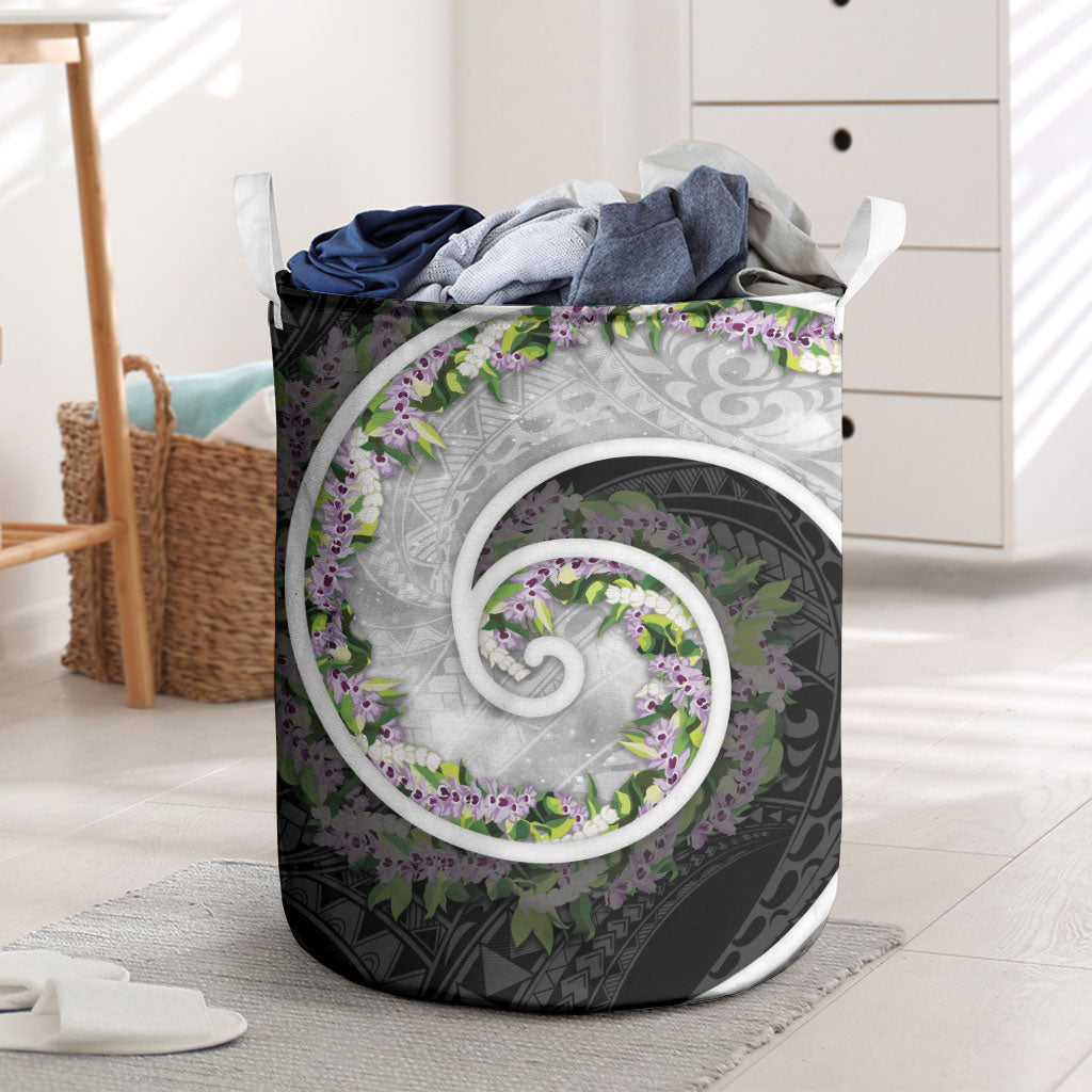 Piko Hawaii Laundry Basket Polynesian Pattern With Maile Pikake Honohono Lei