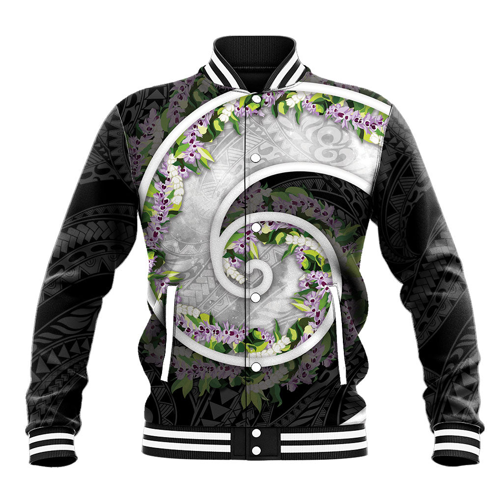 Piko Hawaii Baseball Jacket Polynesian Pattern With Maile Pikake Honohono Lei