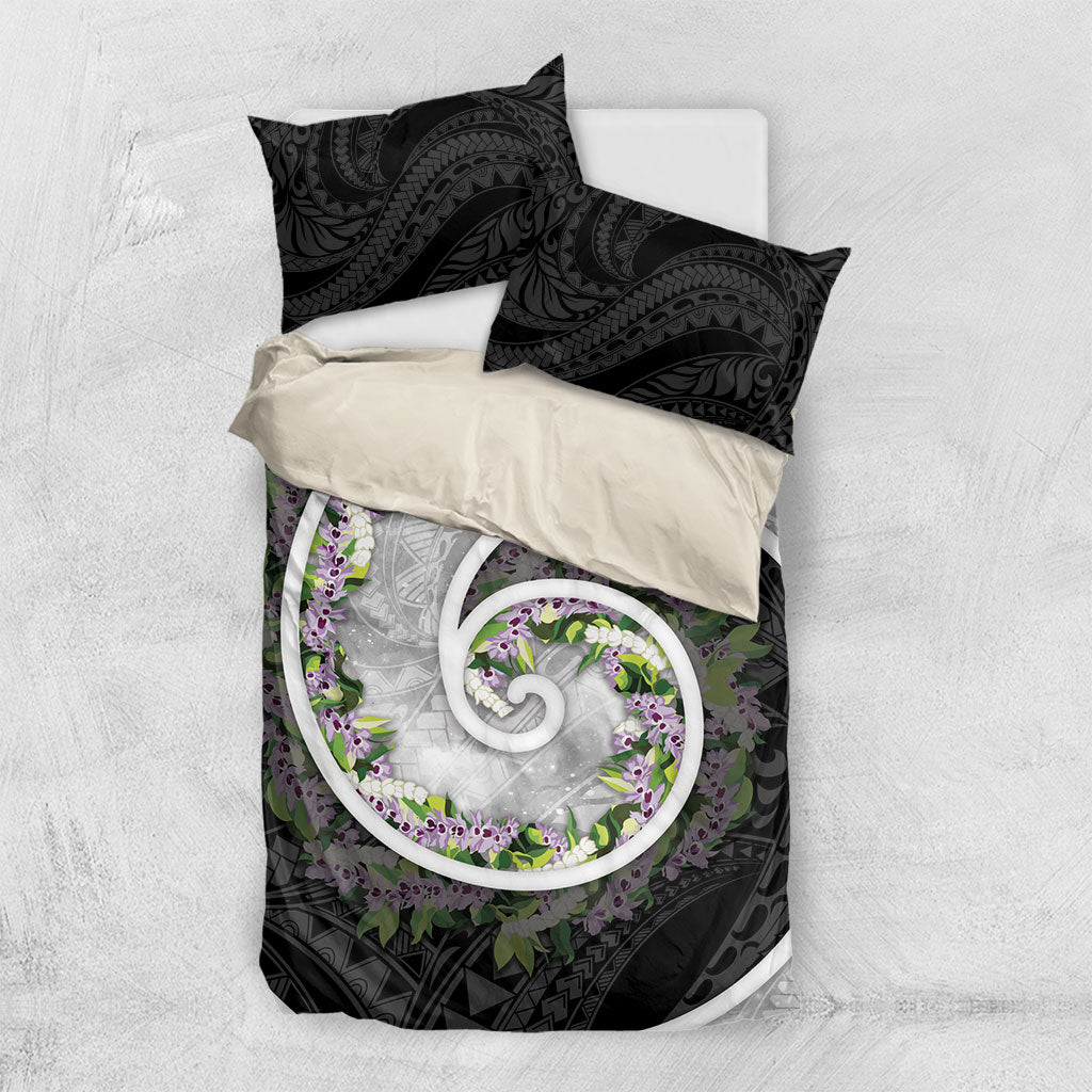 Piko Hawaii Bedding Set Polynesian Pattern With Maile Pikake Honohono Lei