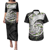 Piko Hawaii Couples Matching Puletasi and Hawaiian Shirt Polynesian Pattern With Maile Pikake Honohono Lei