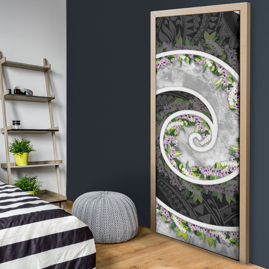 Piko Hawaii Door Cover Polynesian Pattern With Maile Pikake Honohono Lei