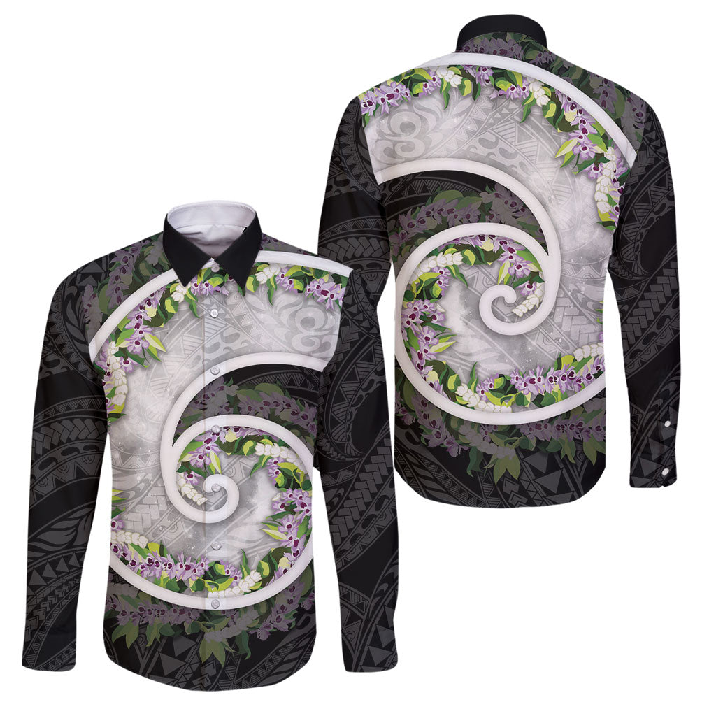 Piko Hawaii Family Matching Off Shoulder Short Dress and Hawaiian Shirt Polynesian Pattern With Maile Pikake Honohono Lei