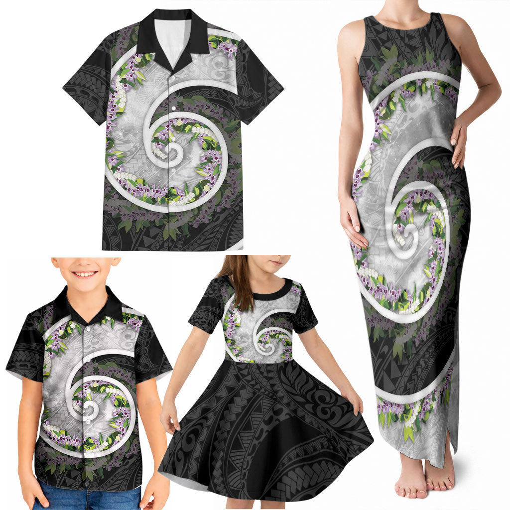 Piko Hawaii Family Matching Tank Maxi Dress and Hawaiian Shirt Polynesian Pattern With Maile Pikake Honohono Lei LT05 - Polynesian Pride