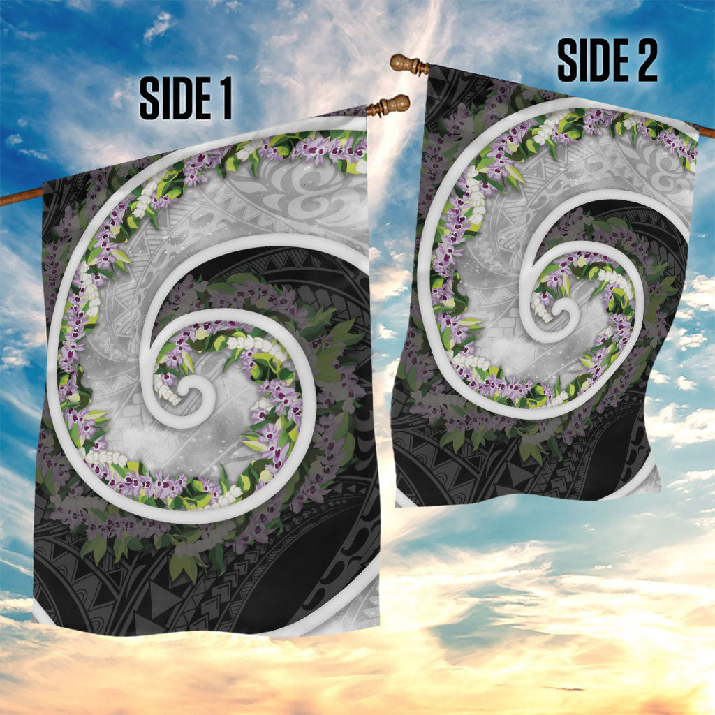 Piko Hawaii Garden Flag Polynesian Pattern With Maile Pikake Honohono Lei