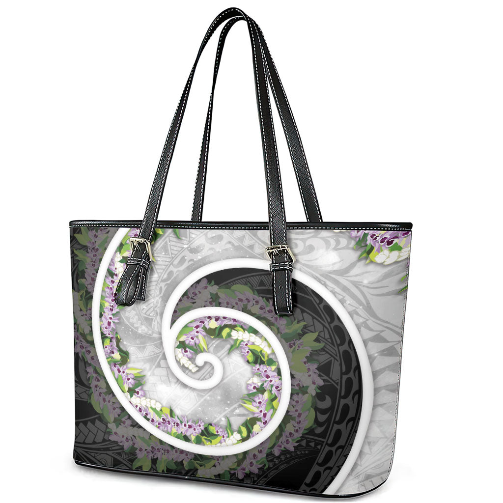 Piko Hawaii Leather Tote Bag Polynesian Pattern With Maile Pikake Honohono Lei