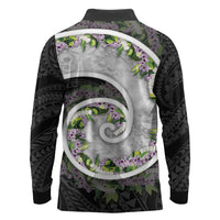 Piko Hawaii Long Sleeve Polo Shirt Polynesian Pattern With Maile Pikake Honohono Lei