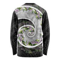 Piko Hawaii Long Sleeve Shirt Polynesian Pattern With Maile Pikake Honohono Lei