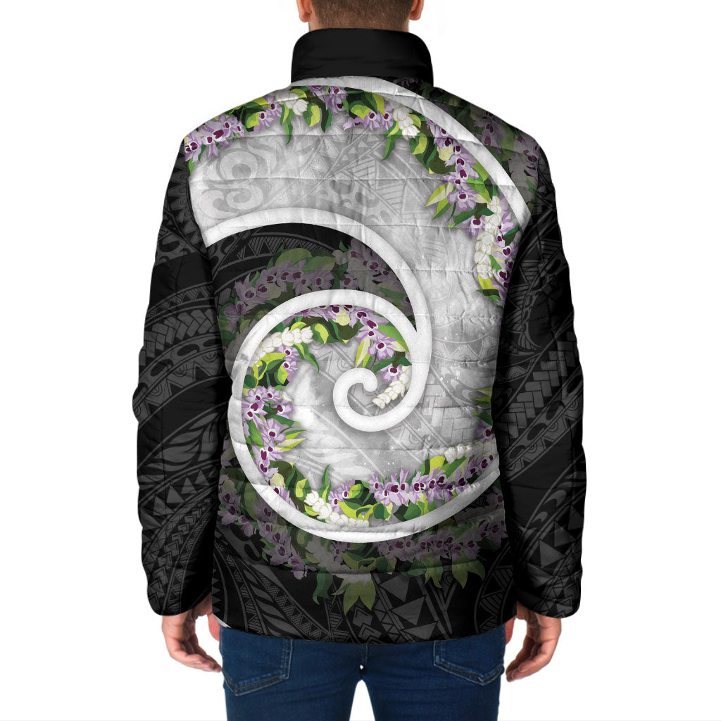 Piko Hawaii Padded Jacket Polynesian Pattern With Maile Pikake Honohono Lei