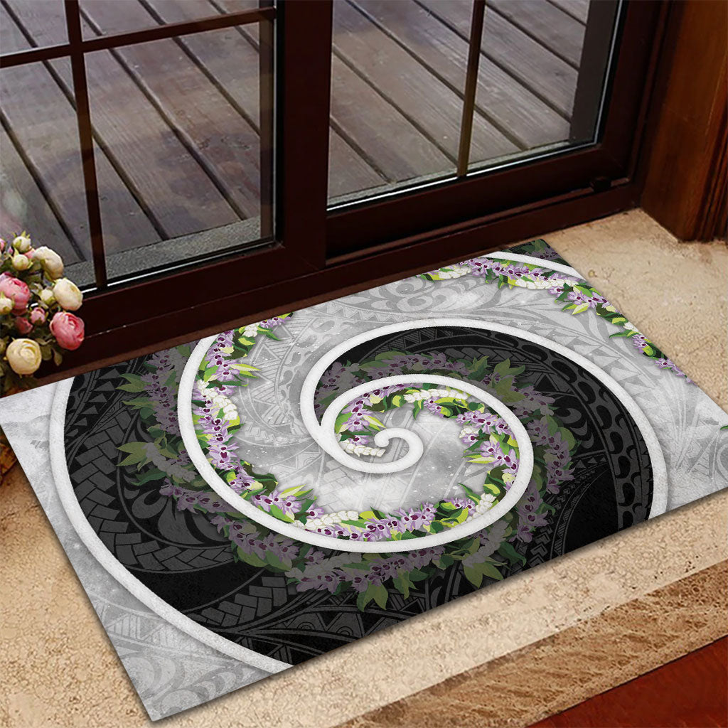 Piko Hawaii Rubber Doormat Polynesian Pattern With Maile Pikake Honohono Lei