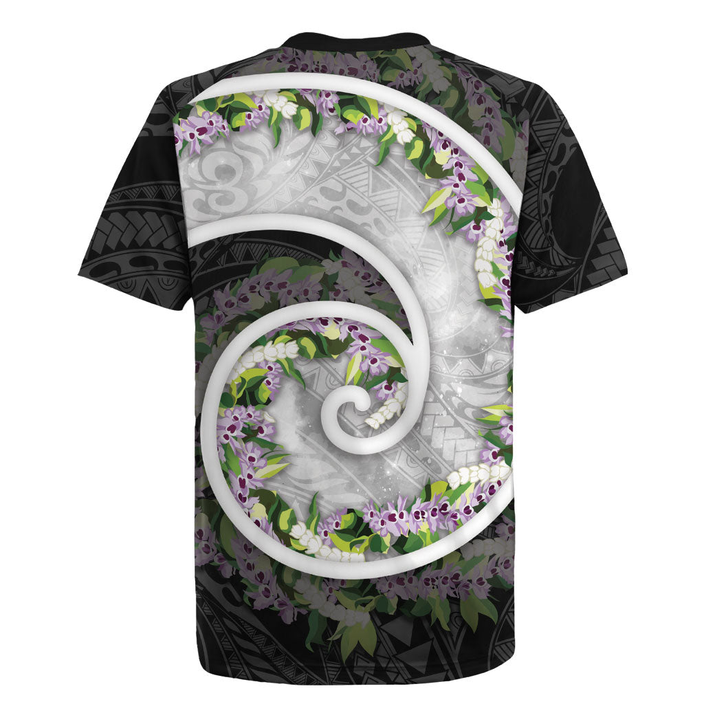 Piko Hawaii Rugby Jersey Polynesian Pattern With Maile Pikake Honohono Lei