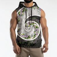 Piko Hawaii Sleeveless Hoodie Polynesian Pattern With Maile Pikake Honohono Lei