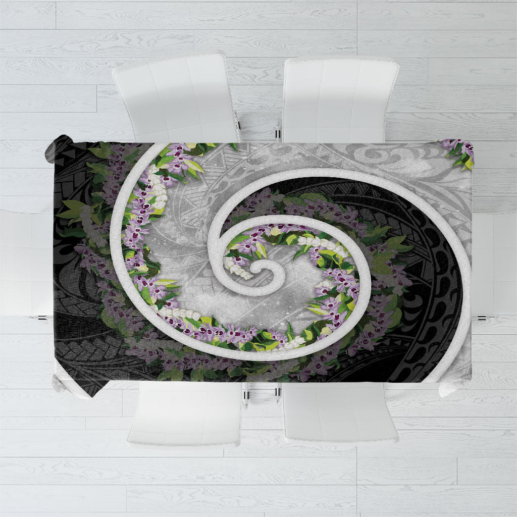Piko Hawaii Tablecloth Polynesian Pattern With Maile Pikake Honohono Lei LT05 Black - Polynesian Pride