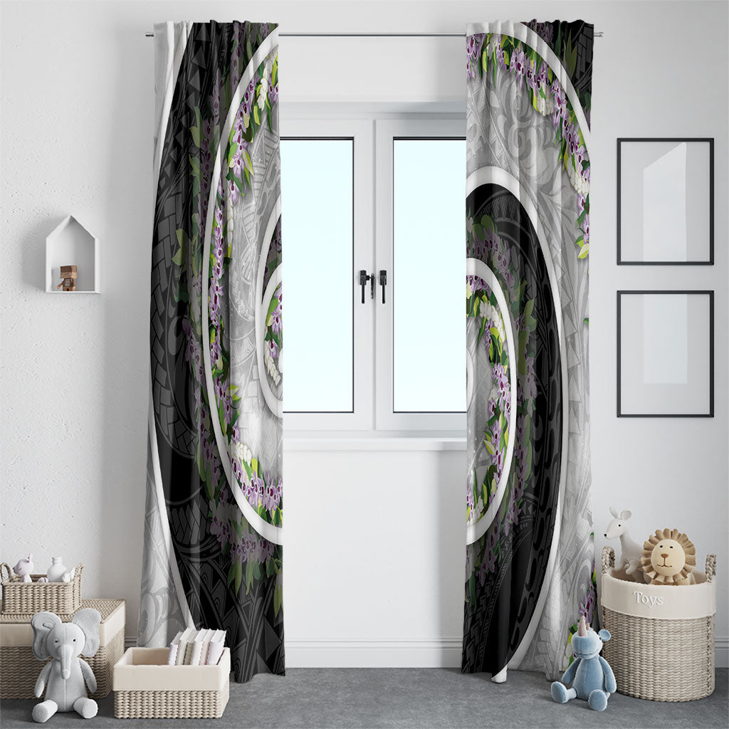 Piko Hawaii Window Curtain Polynesian Pattern With Maile Pikake Honohono Lei