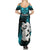 New Zealand Summer Maxi Dress Manaia Maori Pattern With Turquoise Fern LT05 - Polynesian Pride