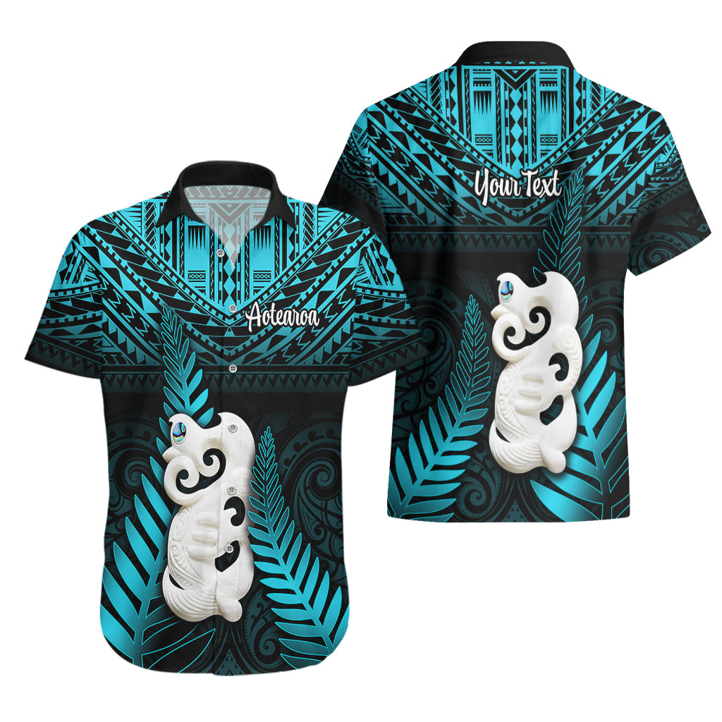 Personalized New Zealand Hawaiian Shirt Manaia Maori Pattern With Turquoise Fern LT05 - Polynesian Pride